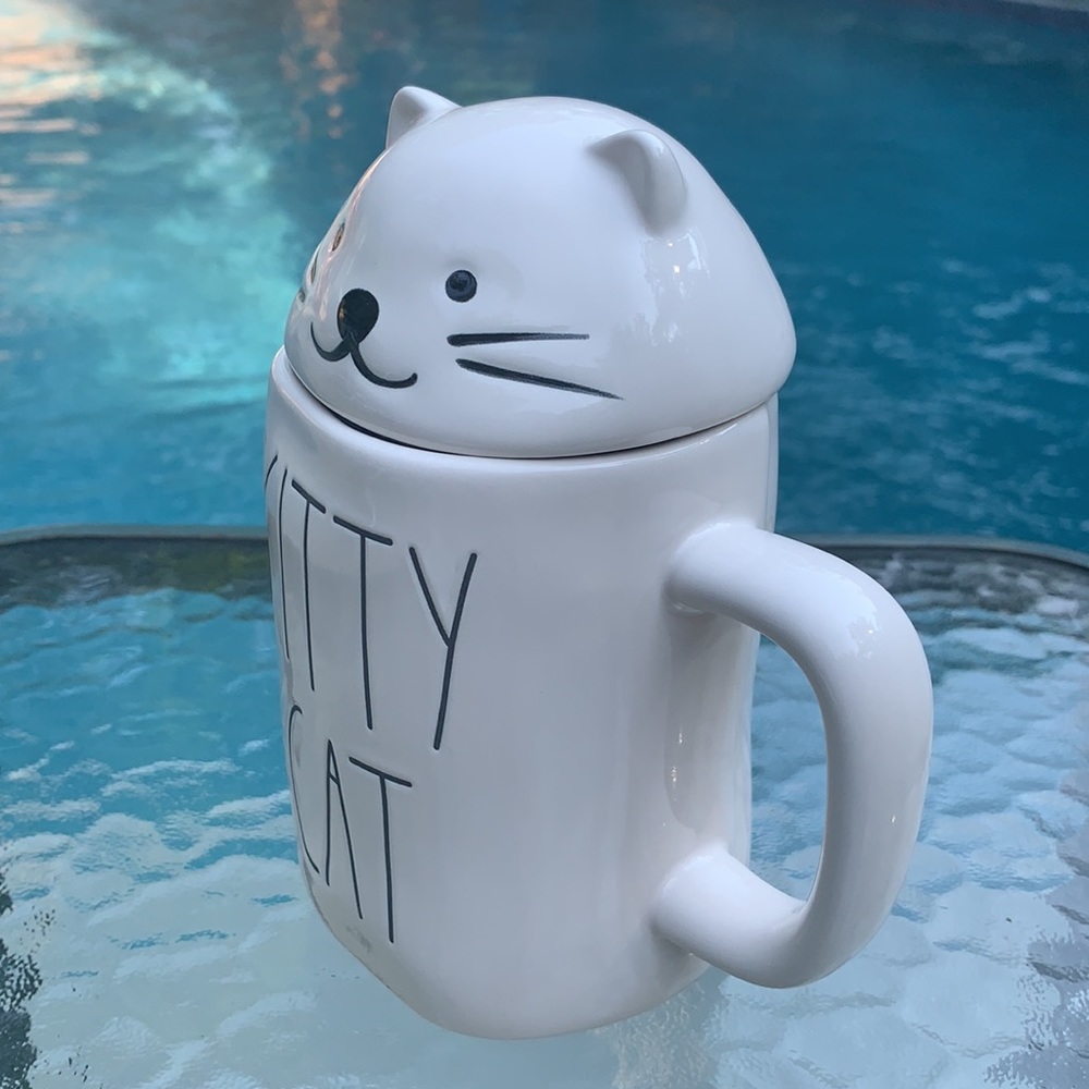 New Rae Dunn KITTY CAT Coffee Mug with Lid - Picture 2 of 6